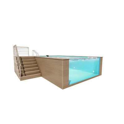 Doorzichtig zwembad venster geprefabriceerd staal frame container zwembad voor bovengrond zwemmen