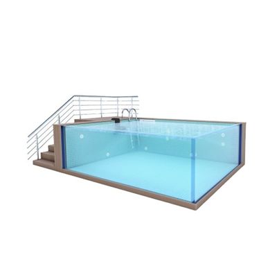 Doorzichtig zwembad venster geprefabriceerd staal frame container zwembad voor bovengrond zwemmen