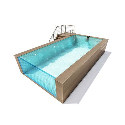 Doorzichtig zwembad venster geprefabriceerd staal frame container zwembad voor bovengrond zwemmen