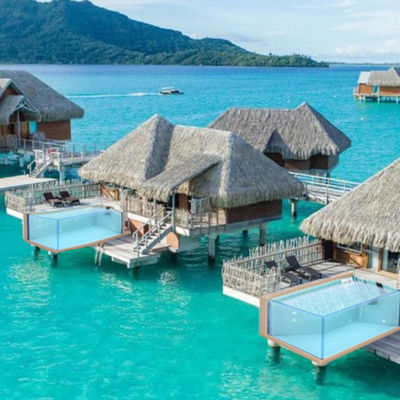 Doorzichtige binnencontainer FRP materialen Prefab zwembad voor luxe water villa resort