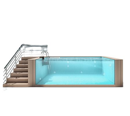 Familiesport bovengrond zwembad met acrylpaneel venster en roestvrij staal constructie
