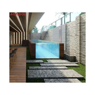 Buitenzwembad in glasvezel met snelle montage en 100 mm acryl raamdikte