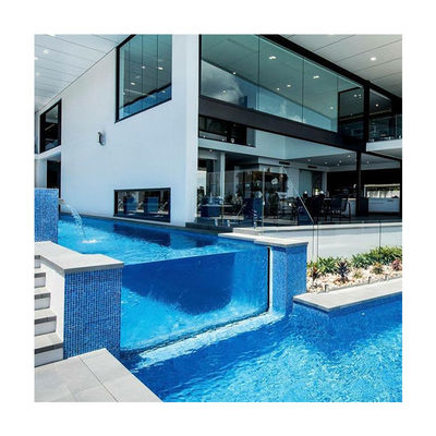 Acryl villa zwembad met eindeloze glazen panelen en full side inground design
