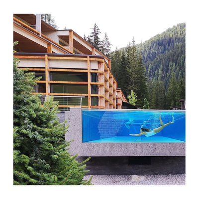 Acryl zwembad met bovengrondsglasconstructie en dikte 30 mm-950 mm